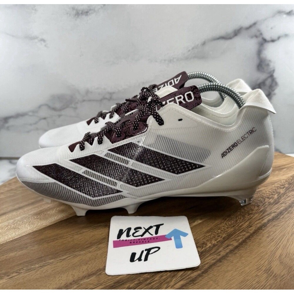 Men’s 13-adidas Adizero Electric 1 IE6289 Football Cleats White Maroon NEW - Picture 1 of 8